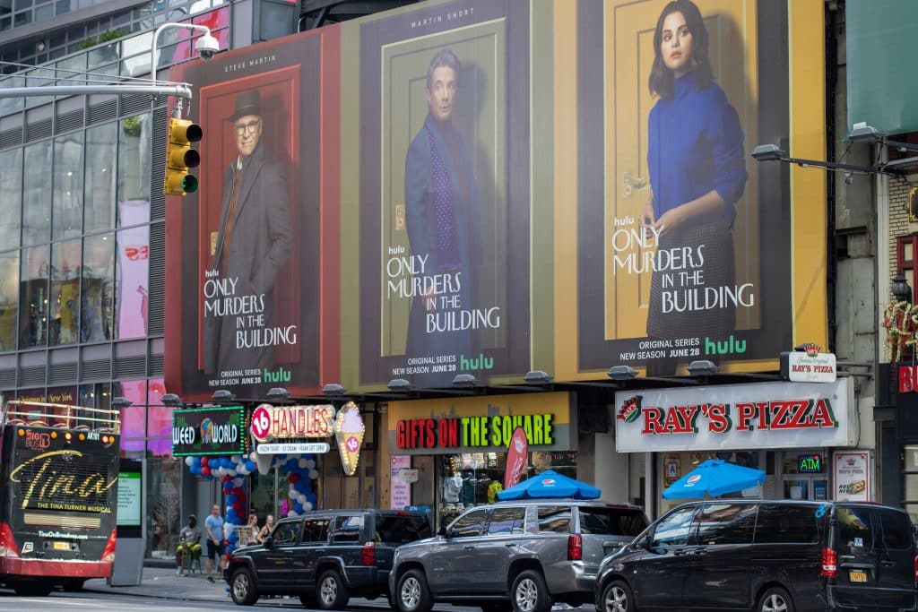 Only Murders in the Building billboard in Times Square