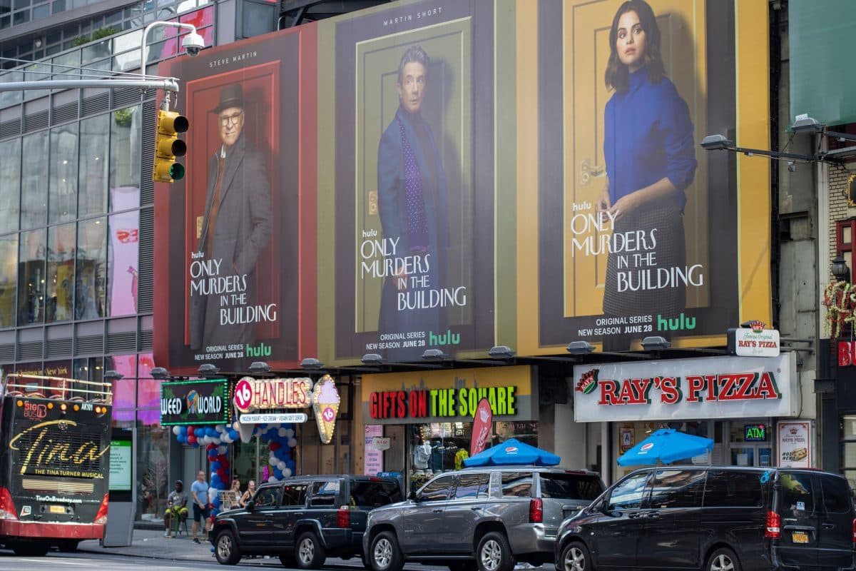 Only Murders in the Building billboard in Times Square