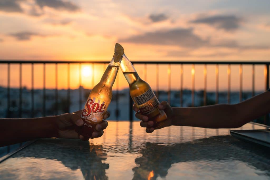 Sol Bottles at sunset